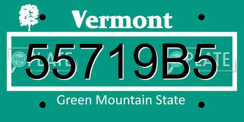 55719B5 Vermont License Plate