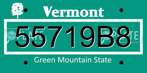 55719B8 Vermont License Plate
