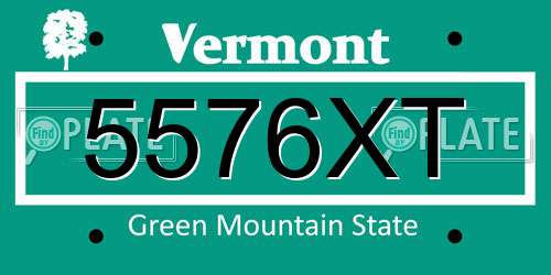 5576XT Vermont License Plate