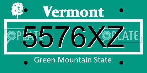 5576XZ Vermont License Plate