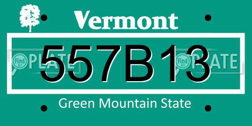 557B13 Vermont License Plate