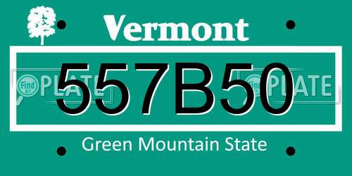 557B50 Vermont License Plate