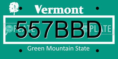 557BBD Vermont License Plate