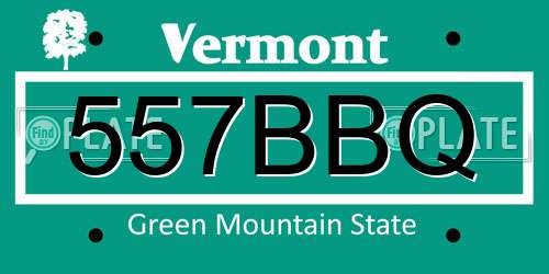 557BBQ Vermont License Plate