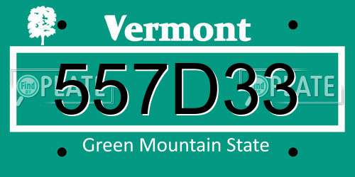 557D33 Vermont License Plate