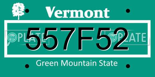 557F52 Vermont License Plate
