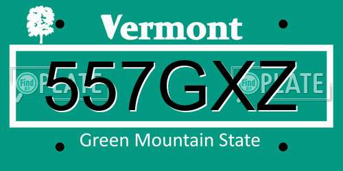 557GXZ Vermont License Plate