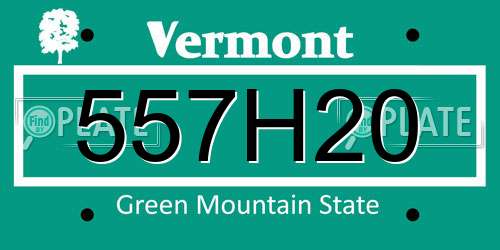 557H20 Vermont License Plate