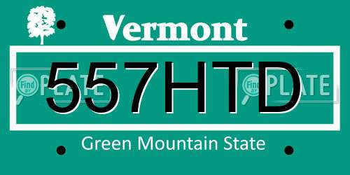 557HTD Vermont License Plate