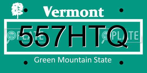 557HTQ Vermont License Plate