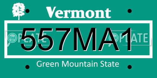 557MA1 Vermont License Plate