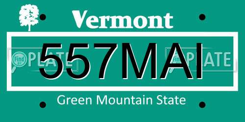 557MAI Vermont License Plate