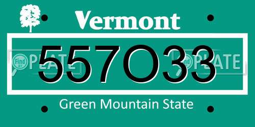 557O33 Vermont License Plate