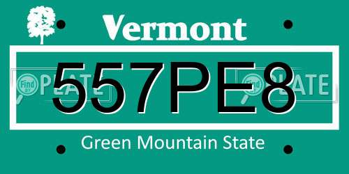 557PE8 Vermont License Plate