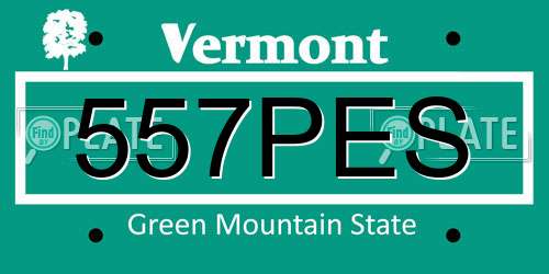 557PES Vermont License Plate