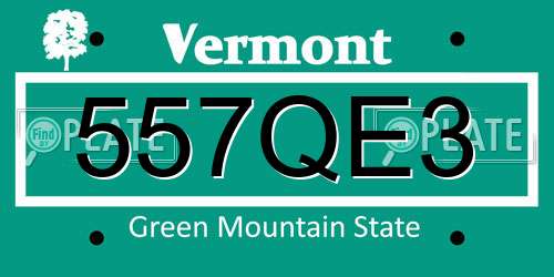 557QE3 Vermont License Plate