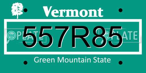 557R85 Vermont License Plate