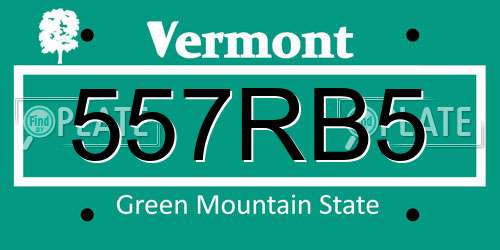 557RB5 Vermont License Plate