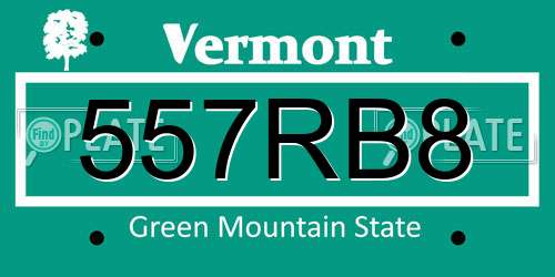 557RB8 Vermont License Plate