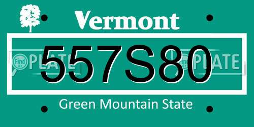 557S80 Vermont License Plate