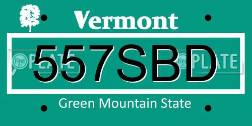 557SBD Vermont License Plate