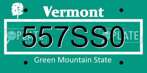 557SS0 Vermont License Plate