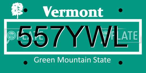 557YWL Vermont License Plate