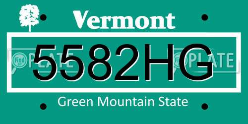 5582HG Vermont License Plate