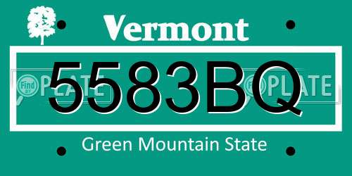 5583BQ Vermont License Plate