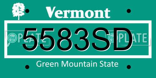 5583SD Vermont License Plate