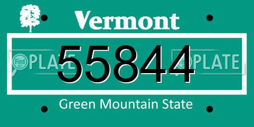55844 Vermont License Plate