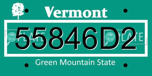 55846D2 Vermont License Plate