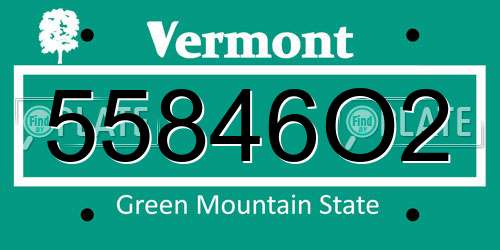55846O2 Vermont License Plate