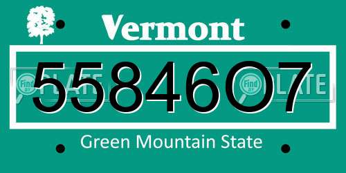 55846O7 Vermont License Plate