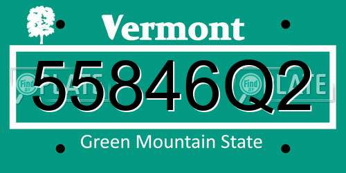 55846Q2 Vermont License Plate