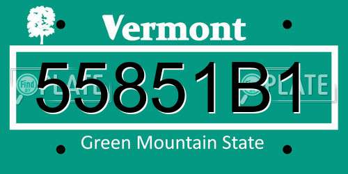 55851B1 Vermont License Plate