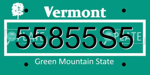 55855S5 Vermont License Plate