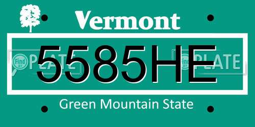 5585HE Vermont License Plate