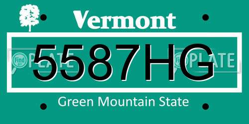 5587HG Vermont License Plate