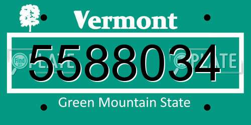 5588034 Vermont License Plate