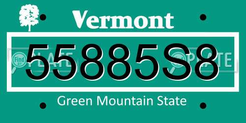55885S8 Vermont License Plate