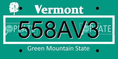 558AV3 Vermont License Plate