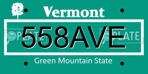 558AVE Vermont License Plate