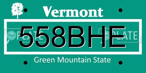 558BHE Vermont License Plate