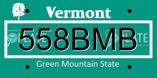558BMB Vermont License Plate