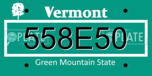 558E50 Vermont License Plate