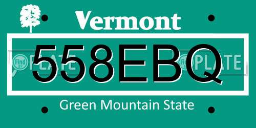 558EBQ Vermont License Plate
