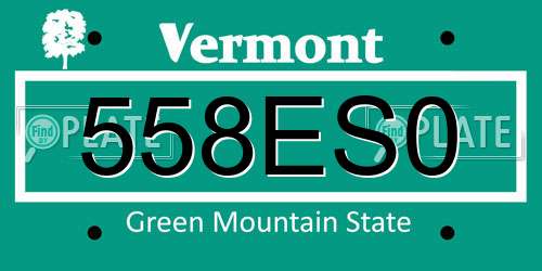 558ES0 Vermont License Plate