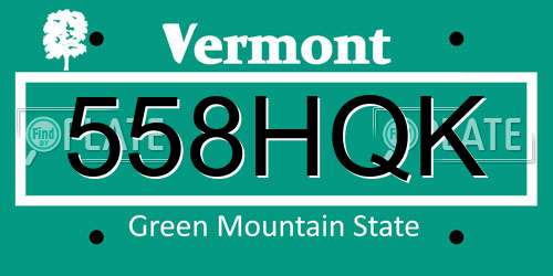 558HQK Vermont License Plate