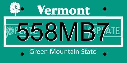 558MB7 Vermont License Plate
